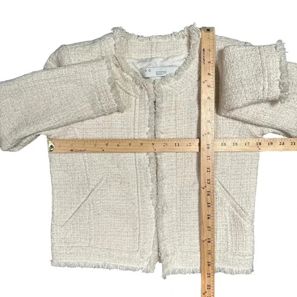 IRO Saussan  Tweed Open Front Ivory White Glitter Blazer Jacket Womens 38 - Picture 13 of 13